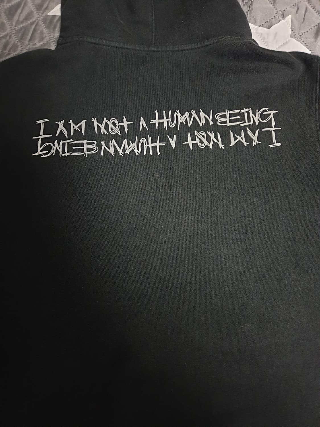 아임낫어휴먼비잉  클래식 레터링 혜비 후드티 블랙 (XL) 상품이미지3