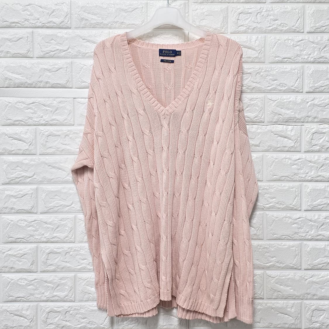 택포// 폴로 랄프로렌 핑크 꽈배기 니트 M 상품이미지1