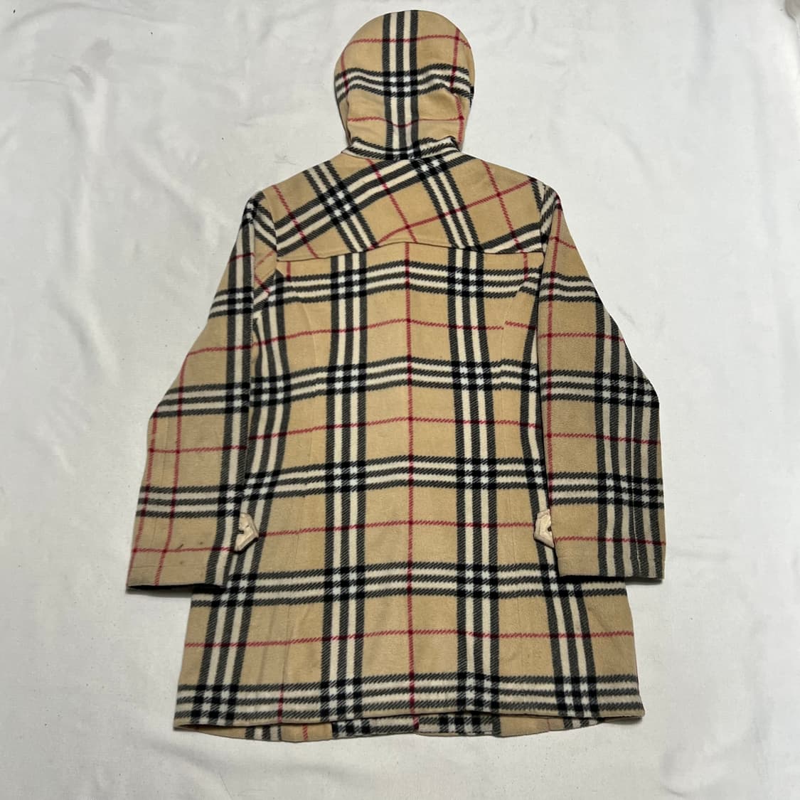 XL 버버리 노바체크 여성용 울 후드 떡볶이 코트 상품이미지3