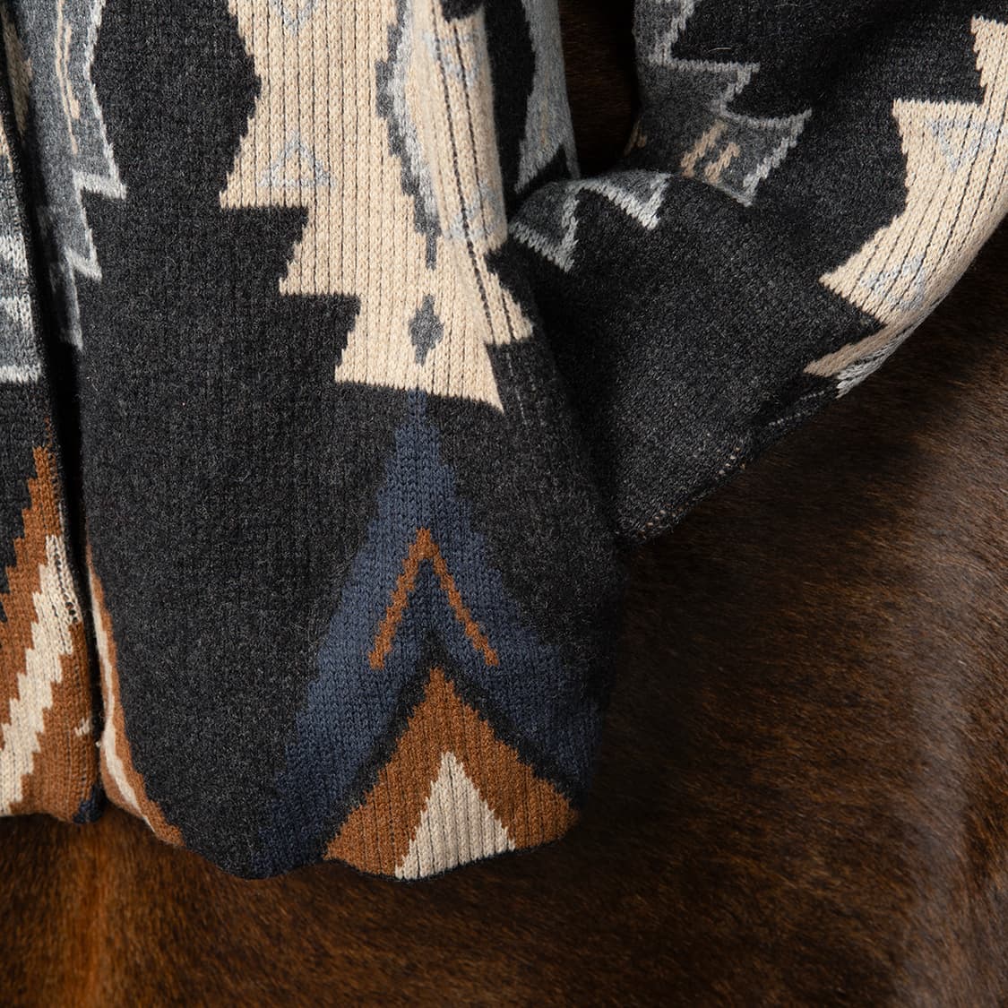 [100] 80s CROMBIE 퓨어 램스울 나바호 패턴 니트 가디건  상품이미지5