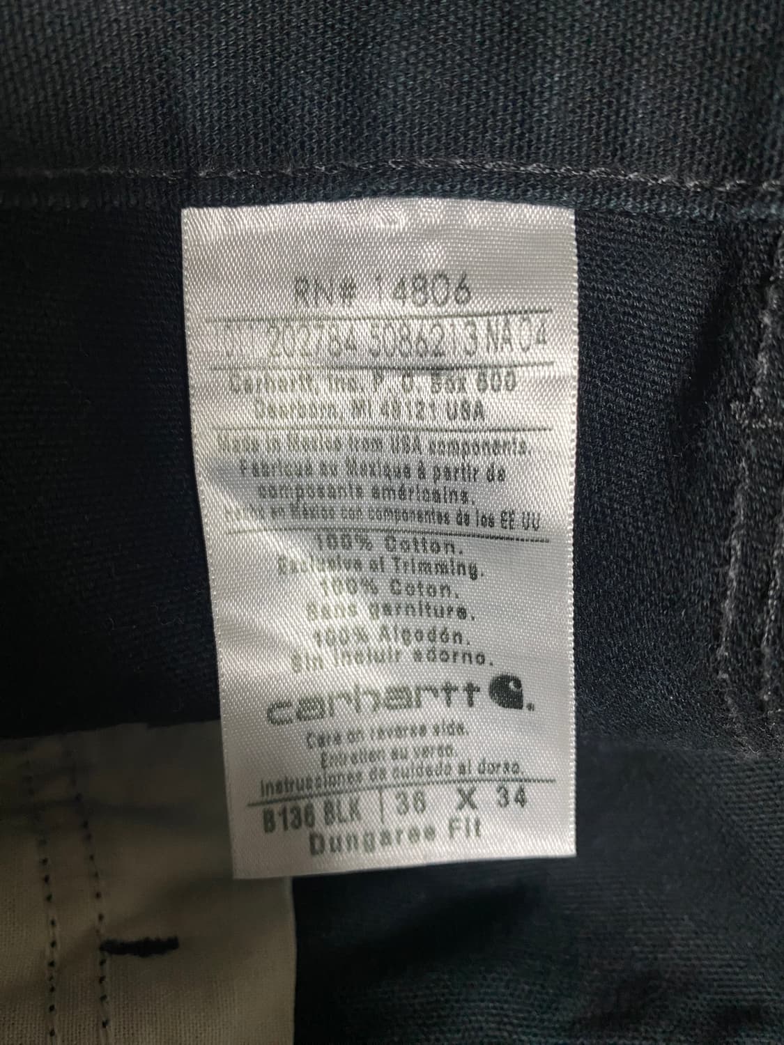 [36X34] 칼하트 빈티지 더블니 블랙 B136 상품이미지3