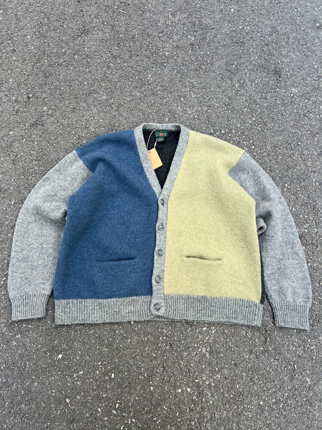 VINTAGE J.CREW OARSMAN 제이크루 컬러블럭 울가디건 상품이미지1