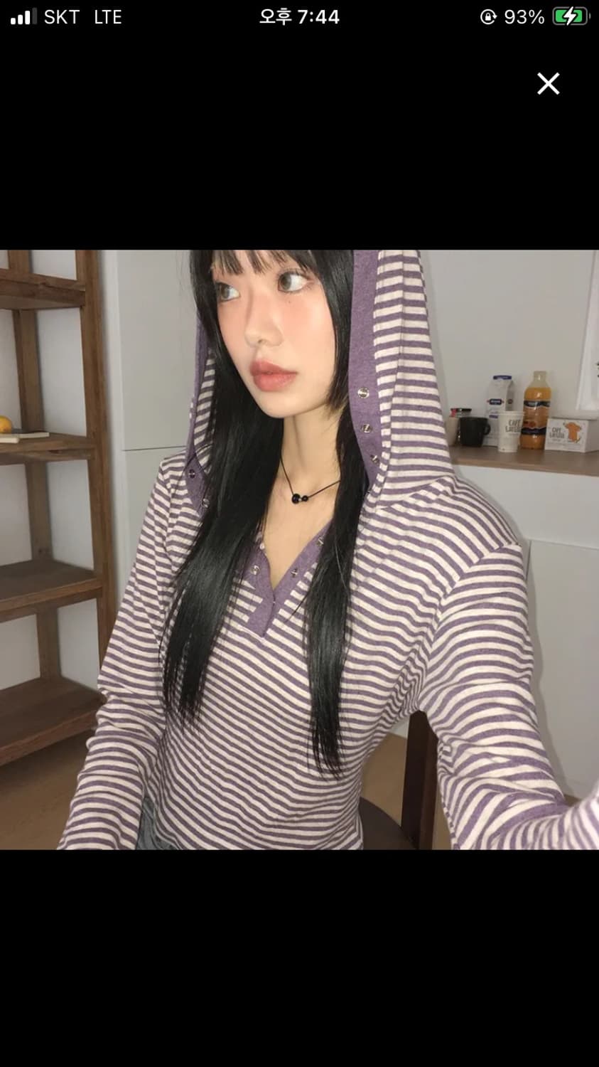 스트라이프 스냅 후드티 상품이미지1