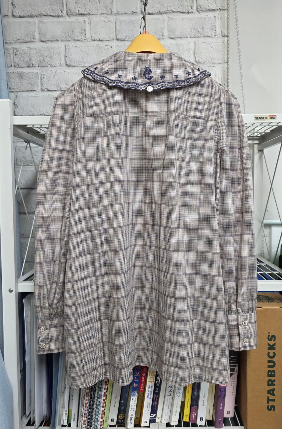 써스데이 아일랜드 봄~여름 세일러 블라우스 55  체크블라우스 WM77  상품이미지4