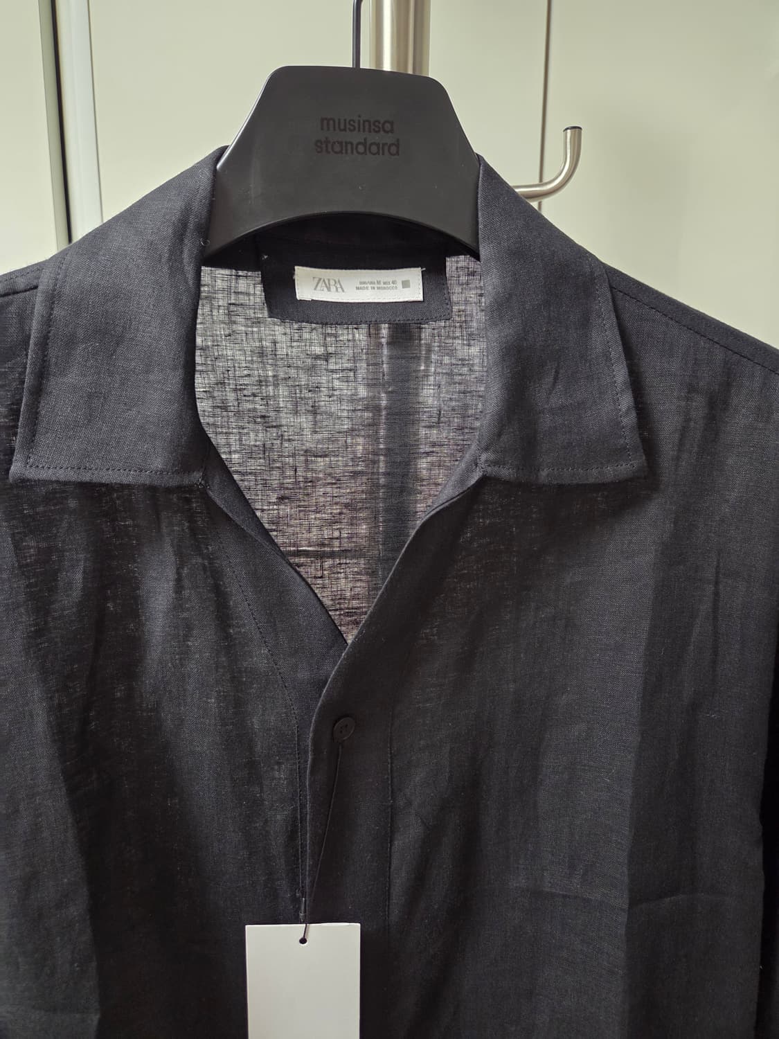 자라 ZARA 블랙 린넨 셔츠 상품이미지5