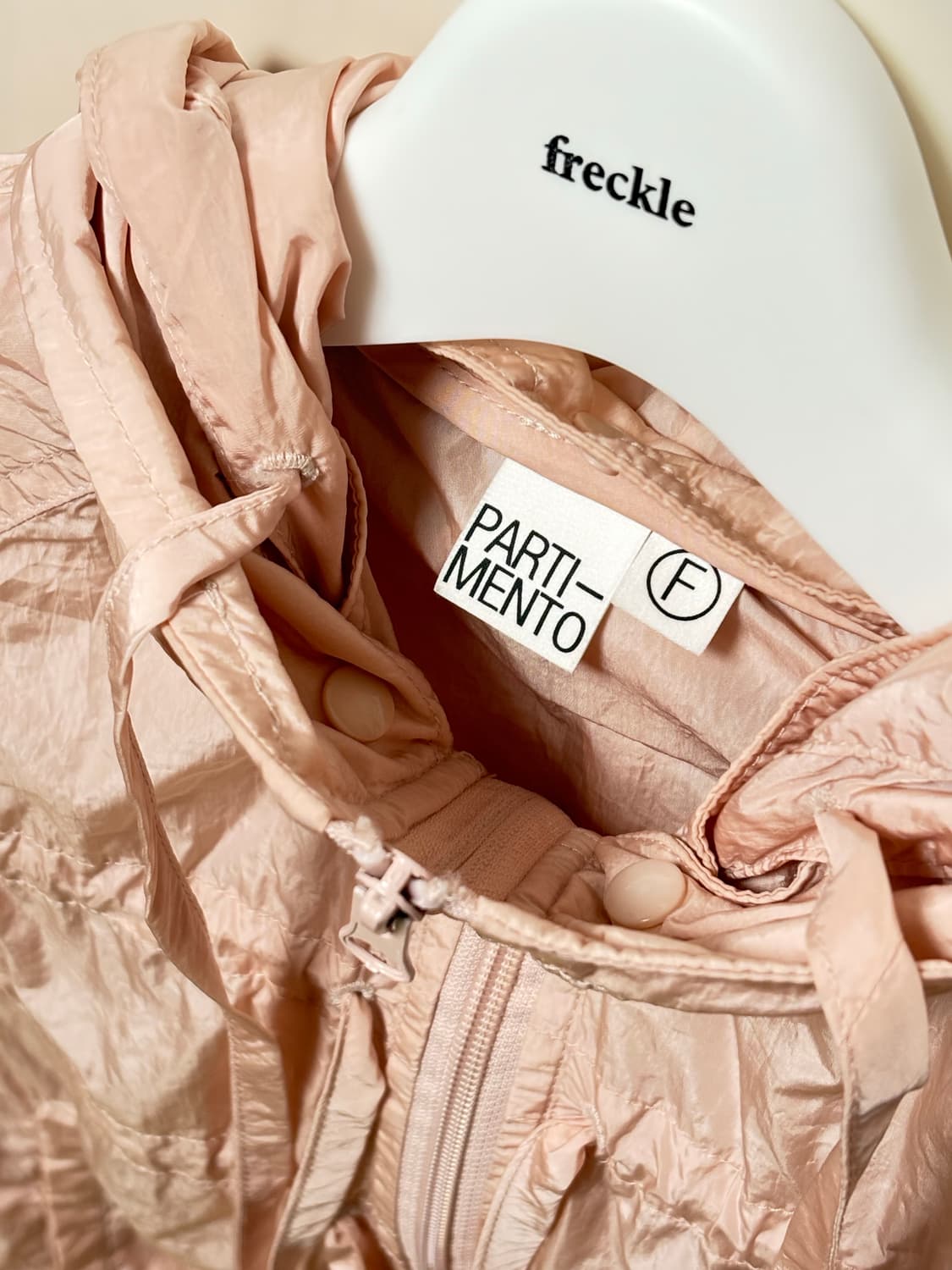 시어 리본 셔링 후디 자켓 핑크 상품이미지6