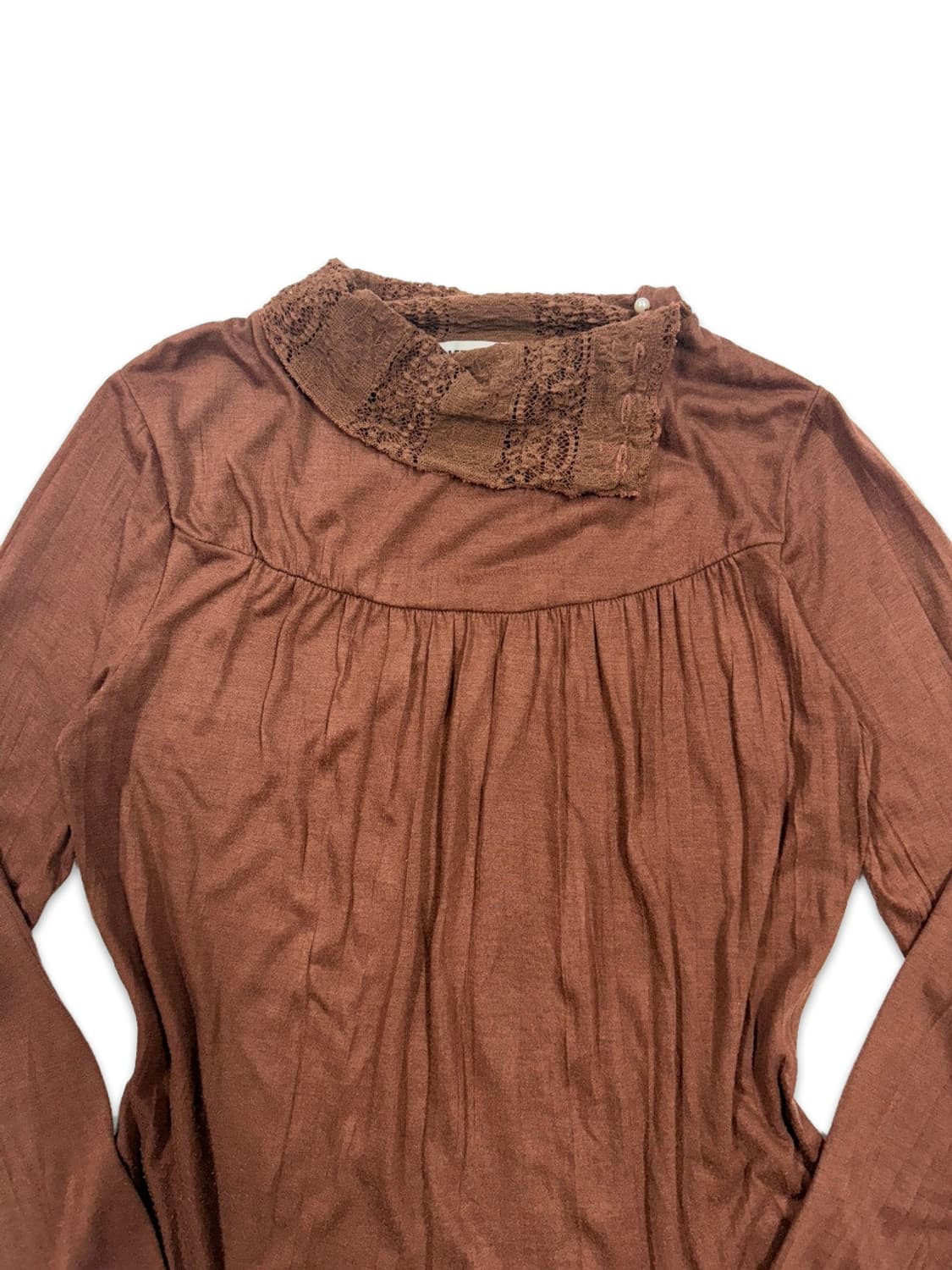 빈티지 오랜지 브라운 레이스 레이어드 긴팔티 상품이미지4