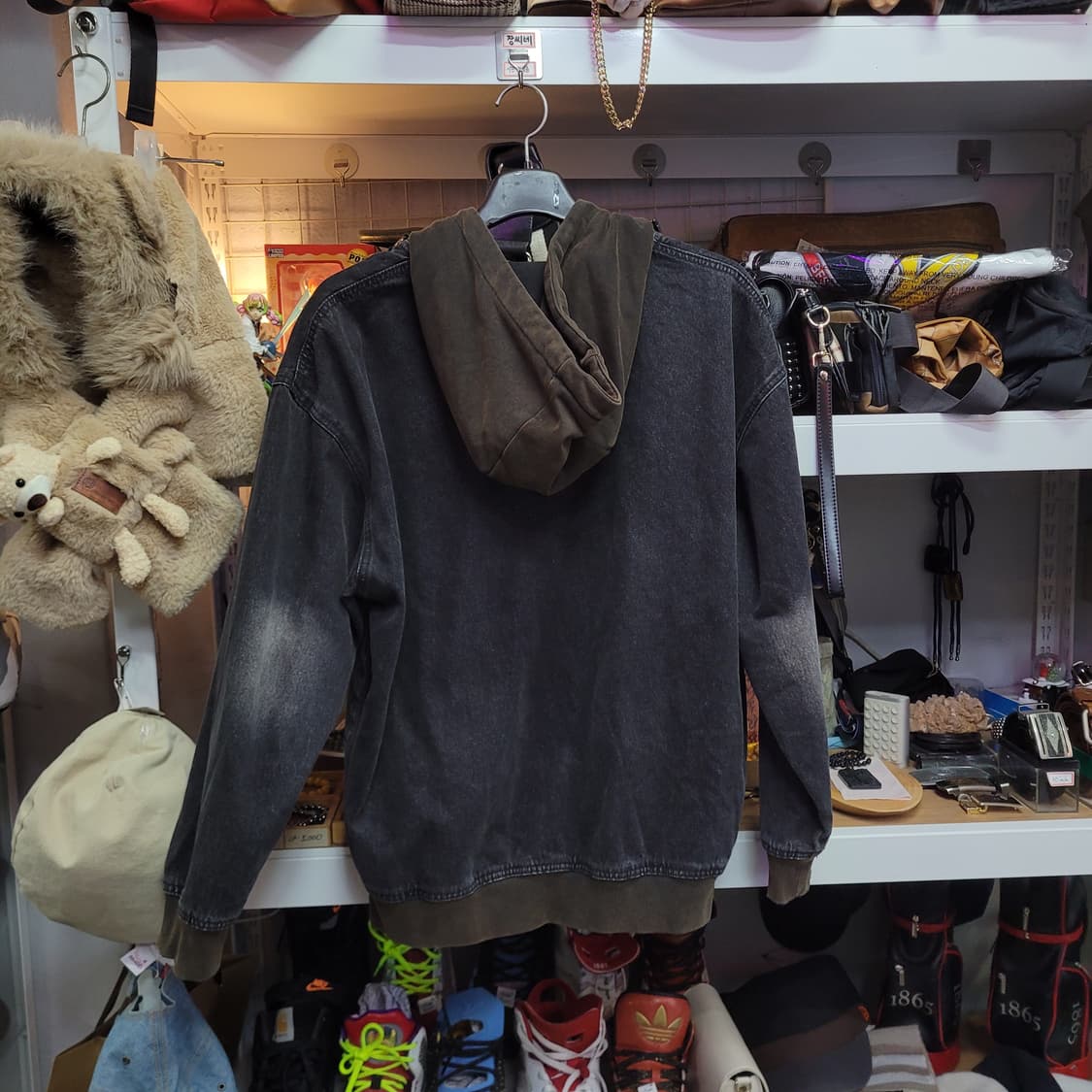 Xtonz 엑스톤즈 빈티지 워싱 데님 후드 집업 상품이미지2