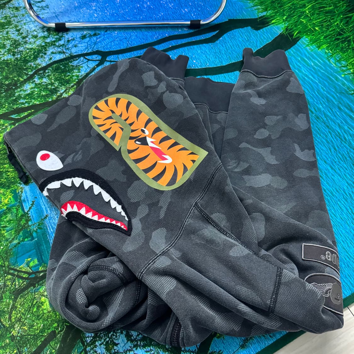 블랙 카모 샤크 후드 상품이미지5