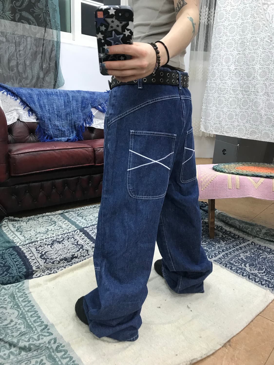 빈티지 디테일 핀턱 진청데님팬츠 상품이미지2