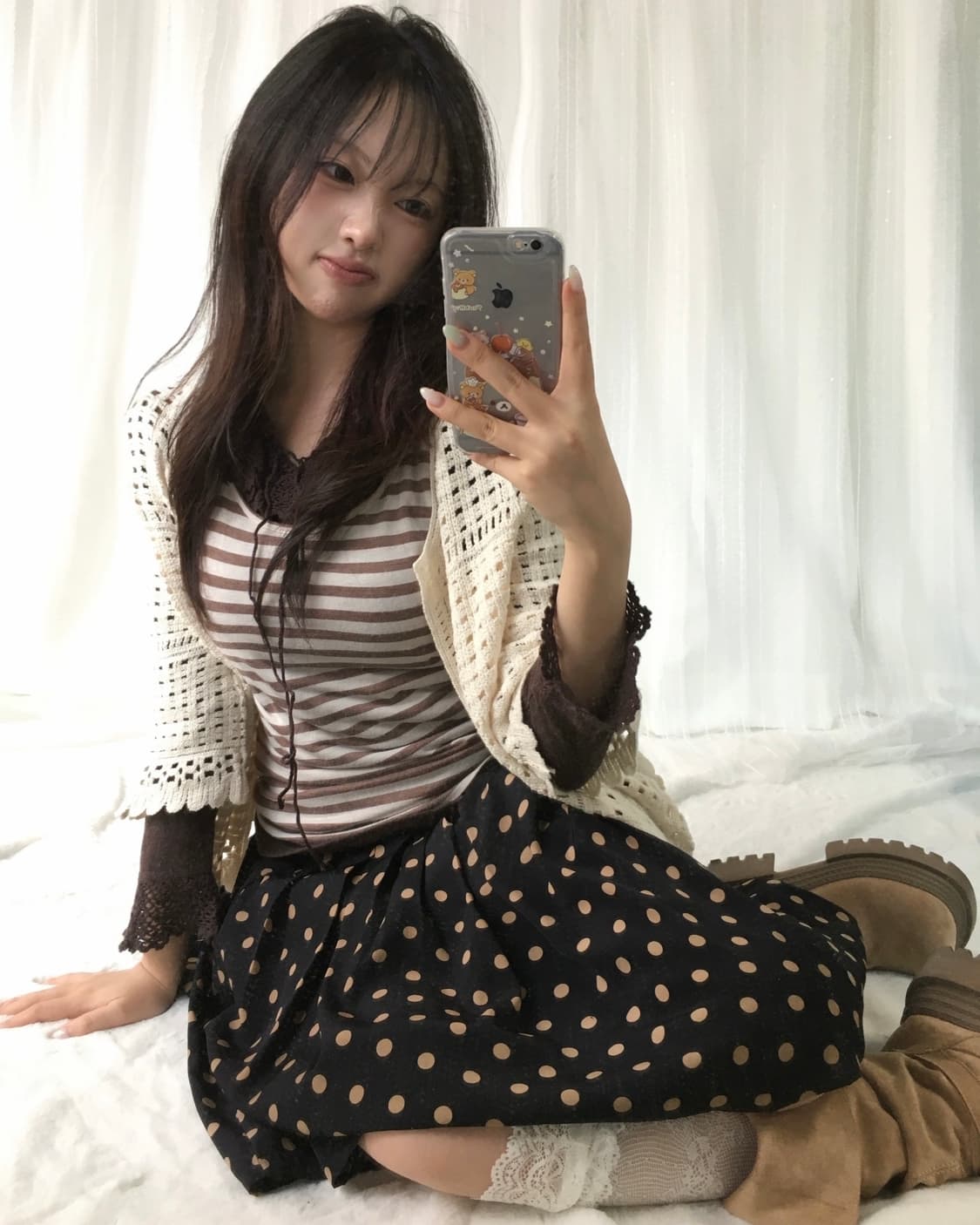 빈티지 초코 도트 너드 모리 코디세트 상품이미지1