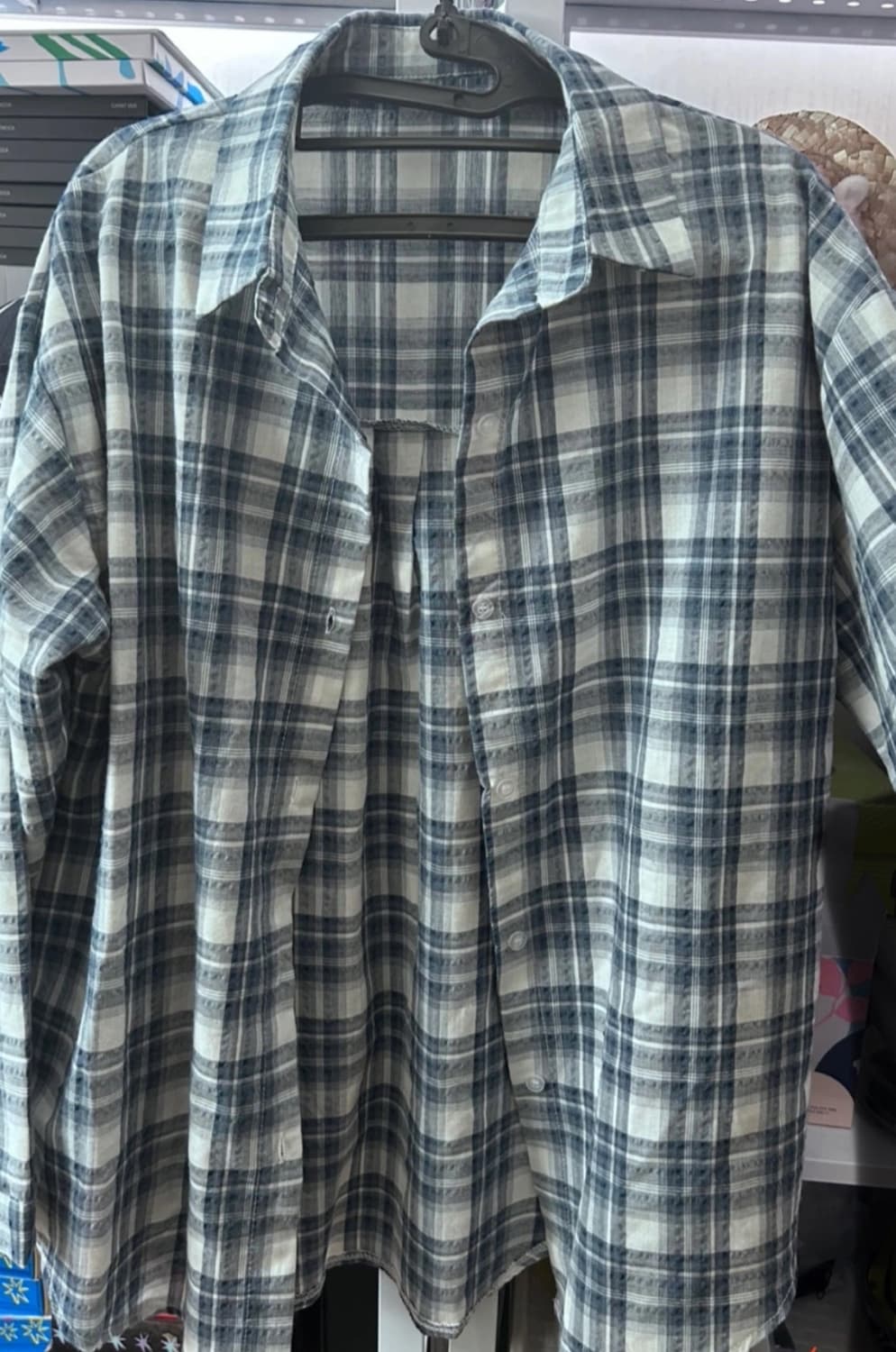 블루 체크 셔츠 상품이미지1