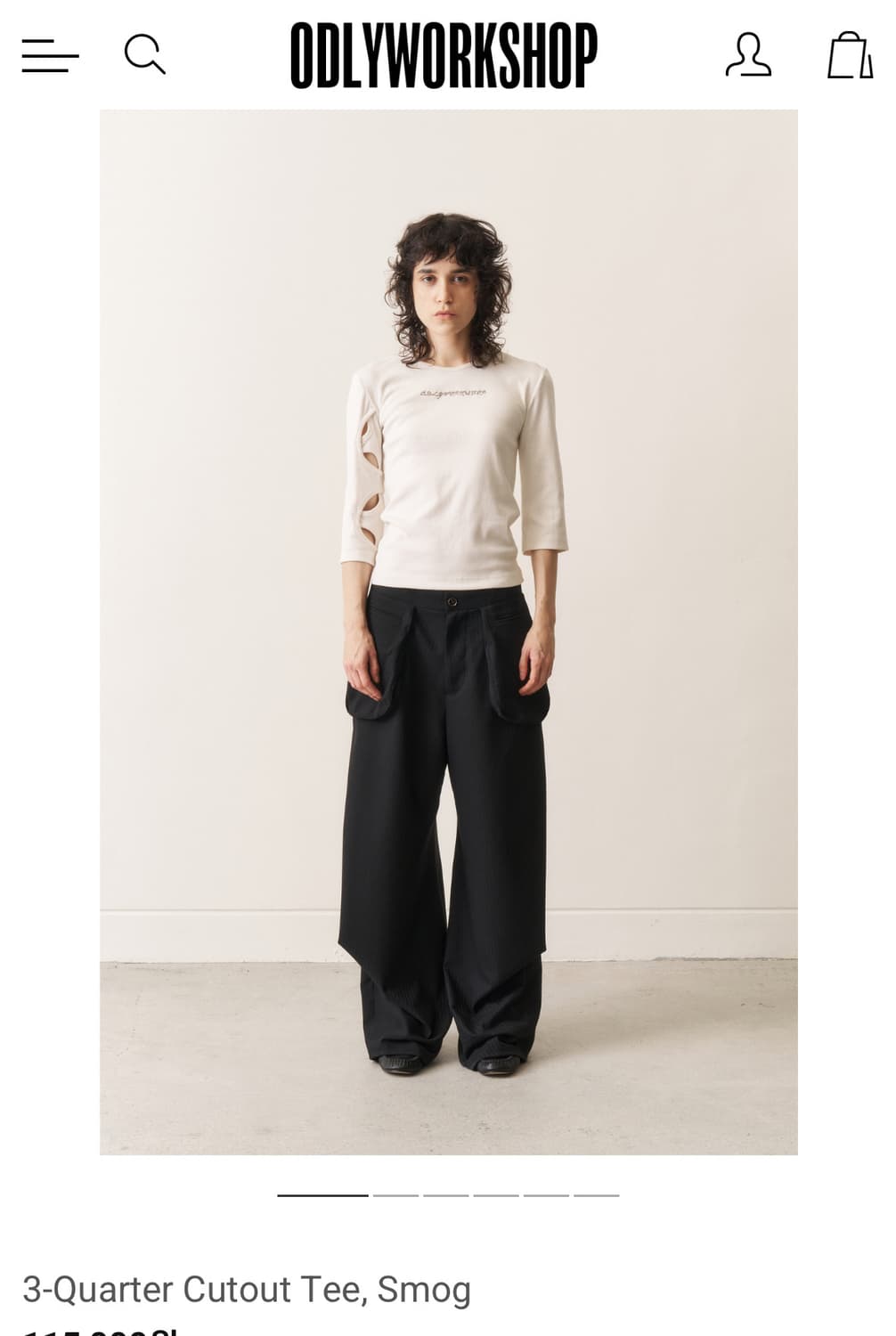 Odlyworkshop 3-Quarter Cutout Tee, Smog 상품이미지1