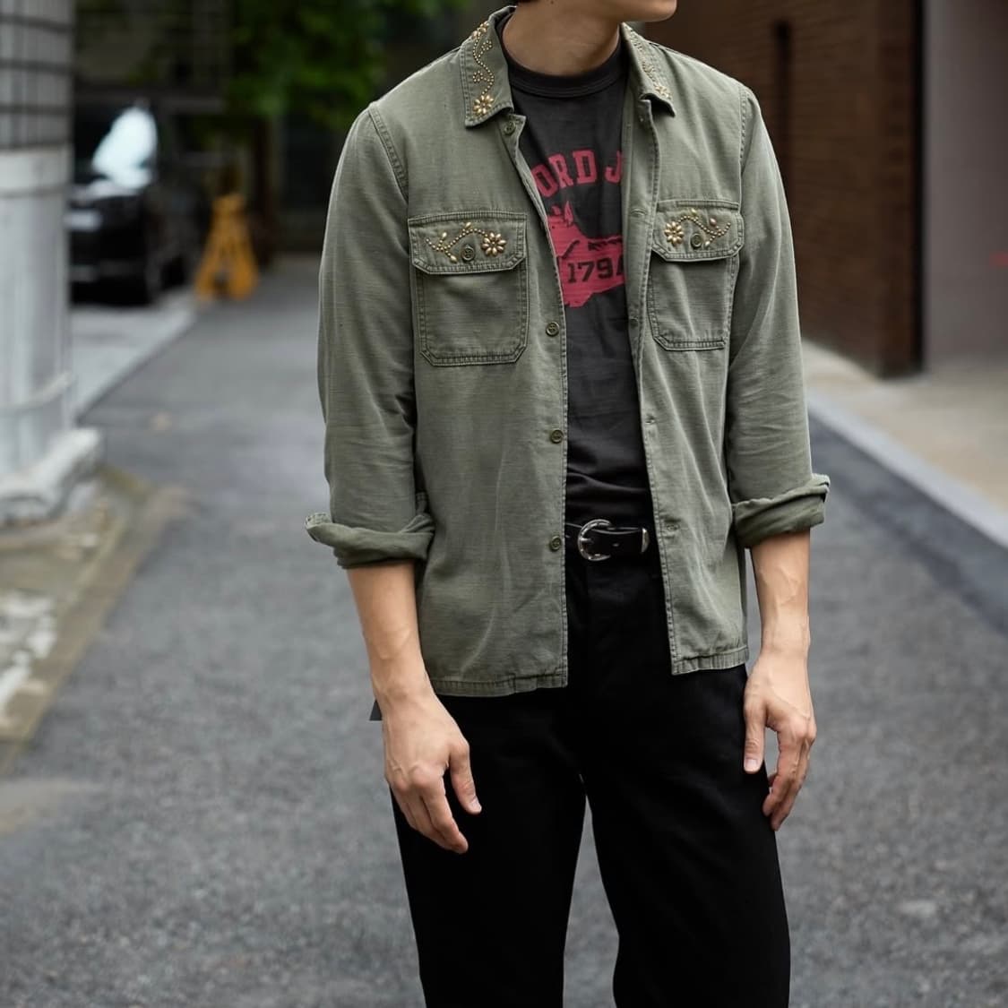 레미릴리프 밀리터리 플라워 셔츠 상품이미지1