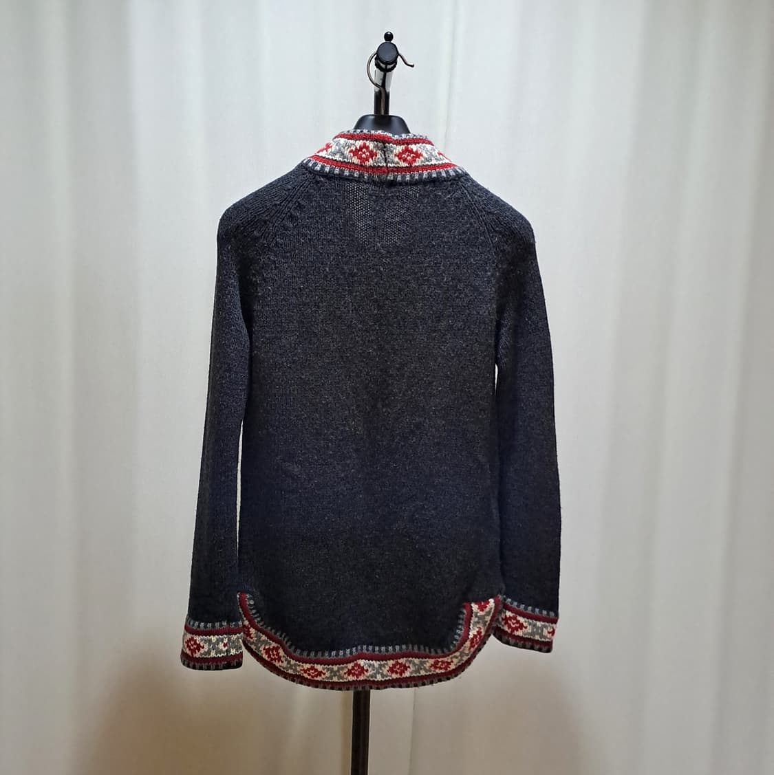 (여성) 폴로진 패턴 울 브이넥 니트 S A901 상품이미지5