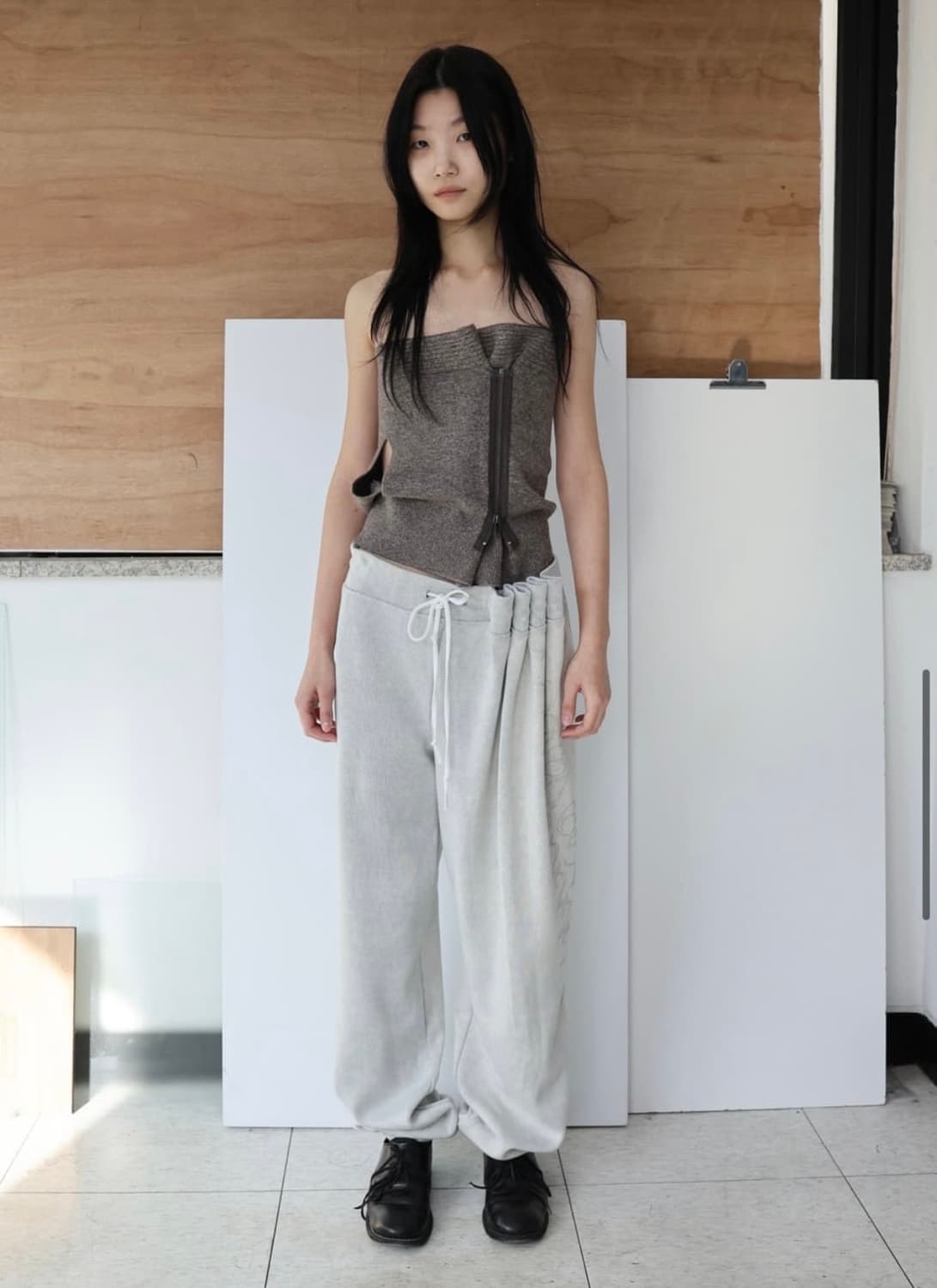 울리카상투스 curtain jersey pants (ivory) 상품이미지2