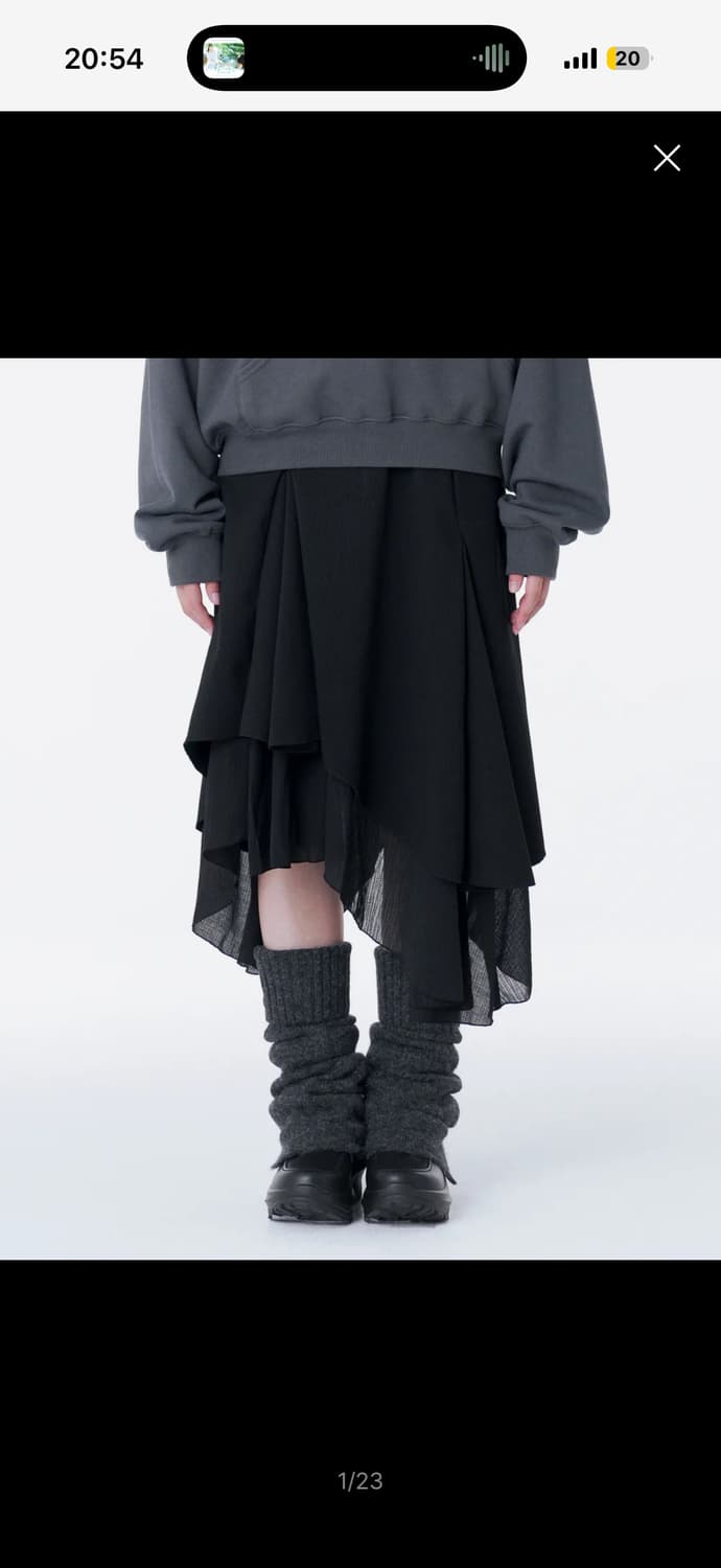 Unbalanced layered skirt BLACK 상품이미지1