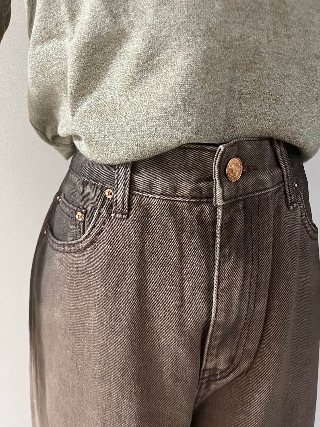 브라운빈티지워싱와이드데님(M) 상품이미지8