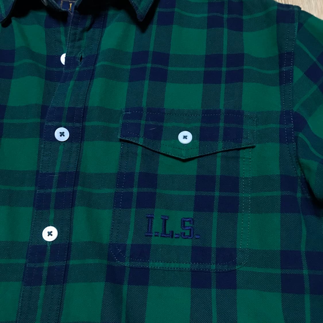 90s 재팬 그린네이비 체크셔츠 ills xl 상품이미지5