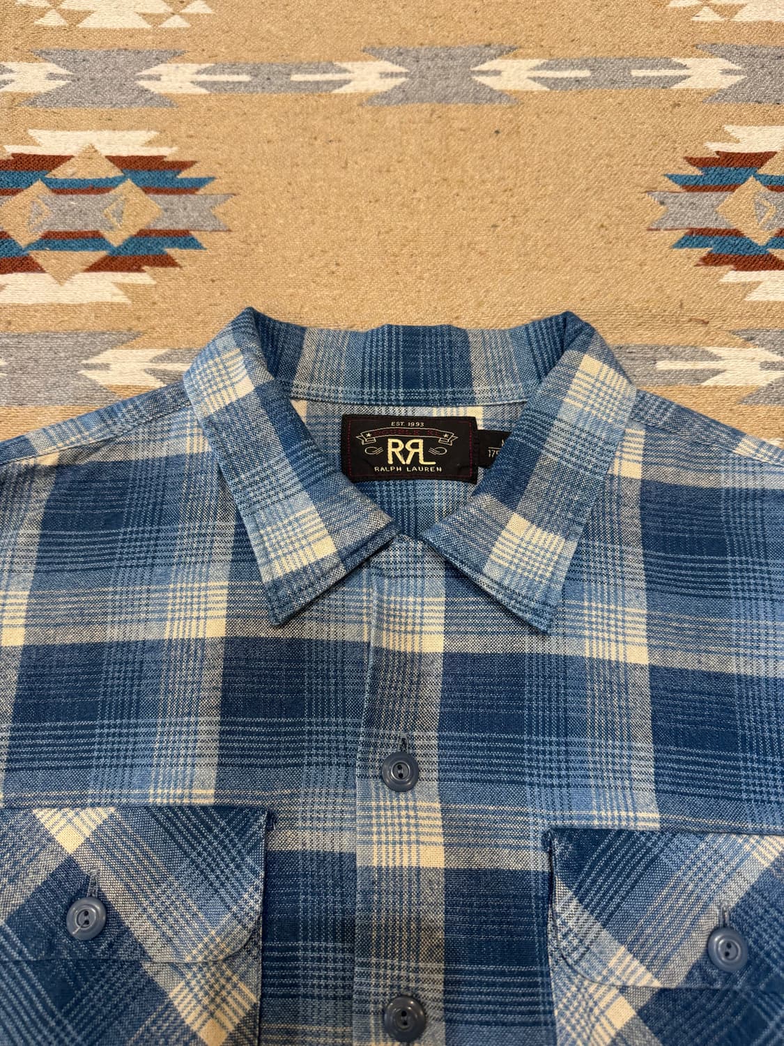 [M] 더블알엘 RRL 마드라스 캠프 셔츠 블루  상품이미지3