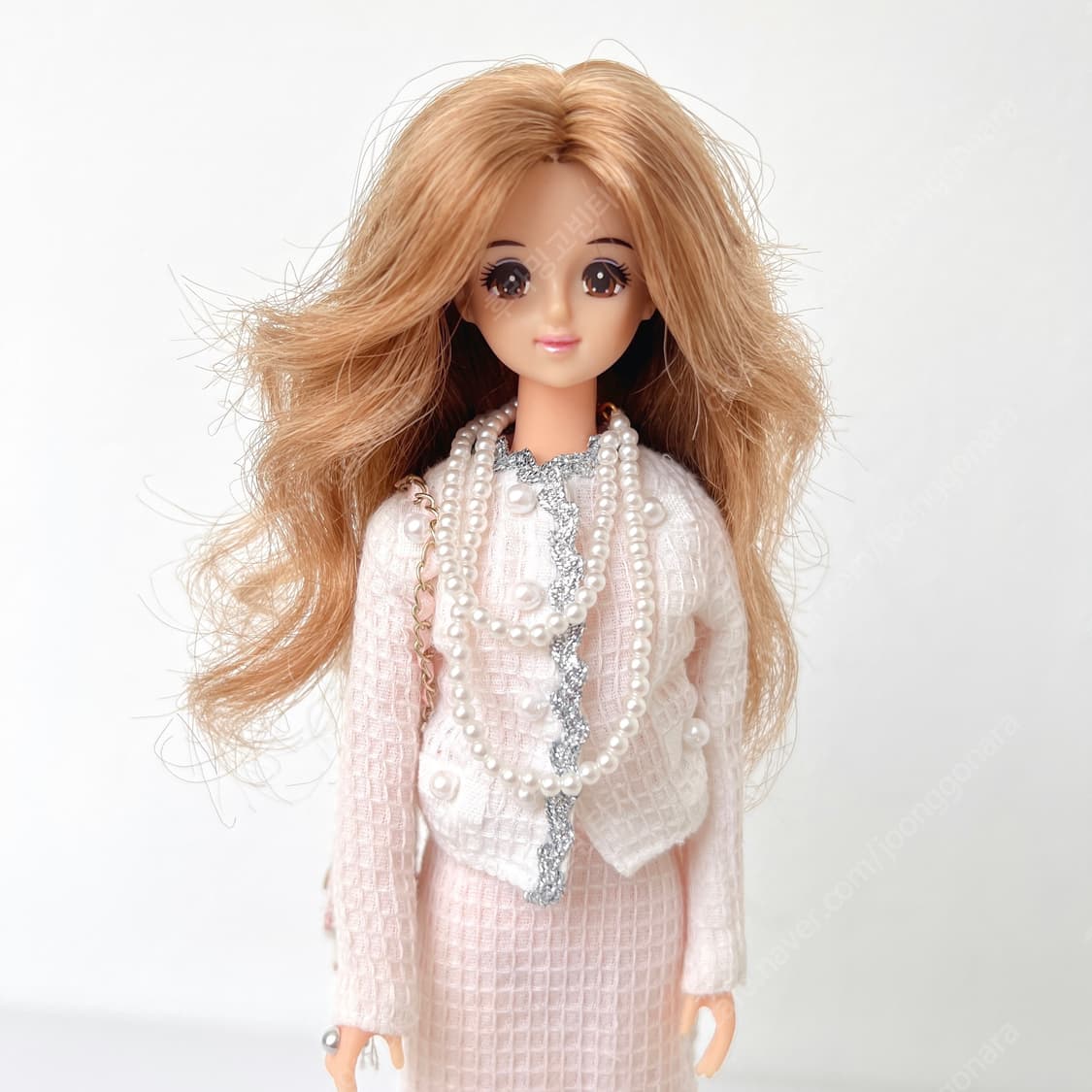 빈티지 샤넬 트위드 리카짱 바비 인형 진주목걸이 일본 고전인형 상품이미지4