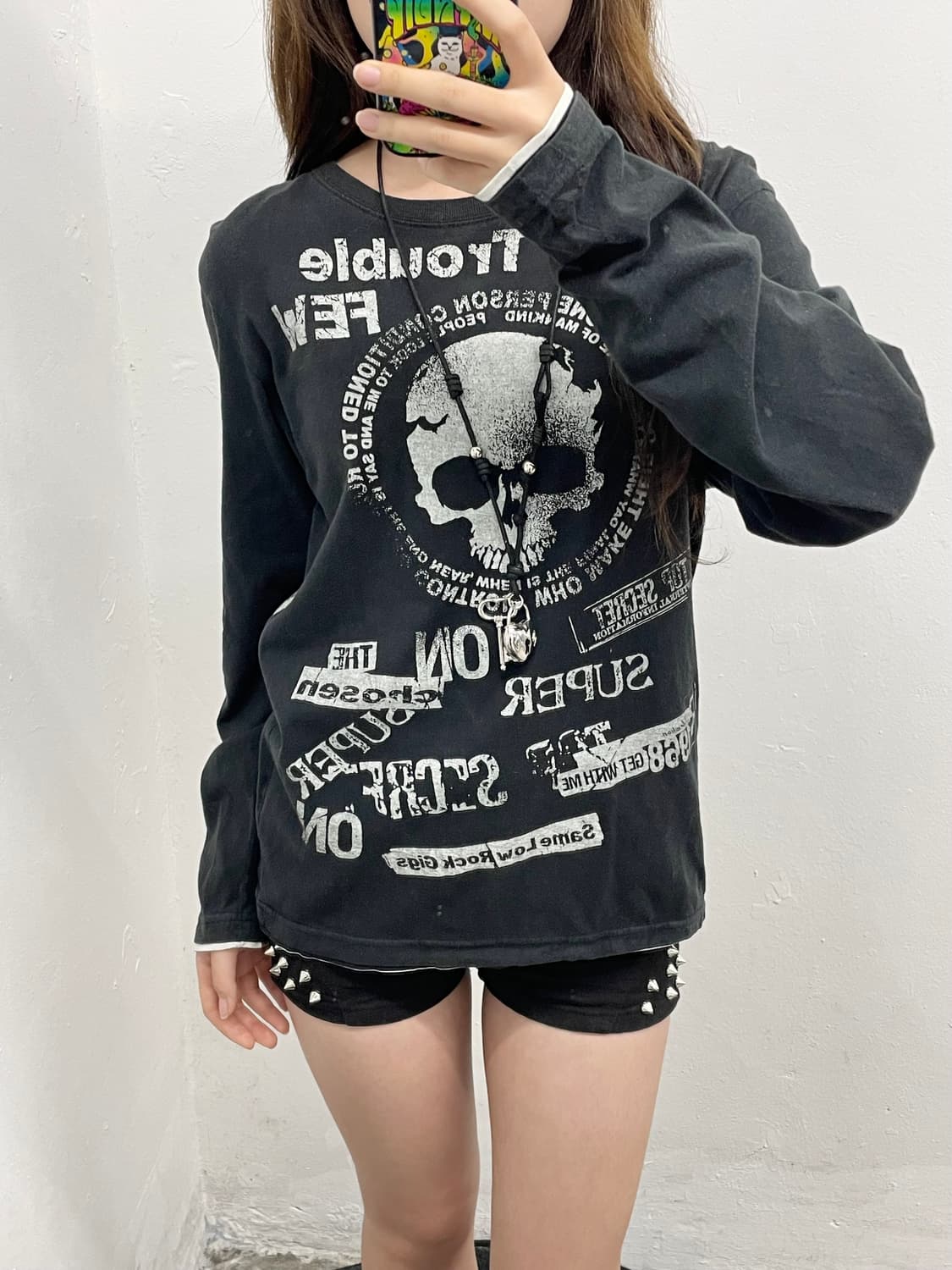 펑크 프린팅 레이어드 슬리브 상품이미지1