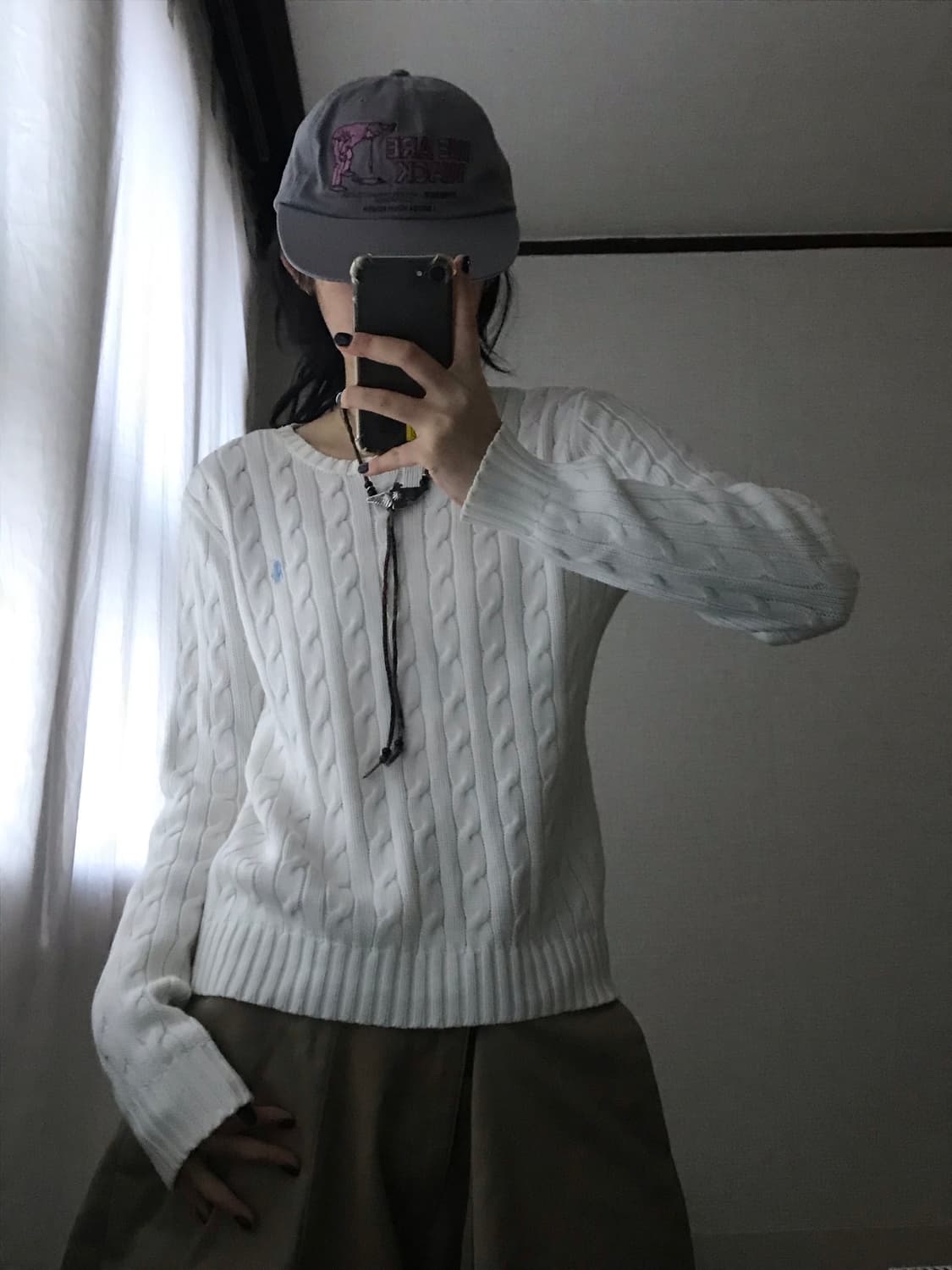 폴로 화이트 케이블 니트 상품이미지2