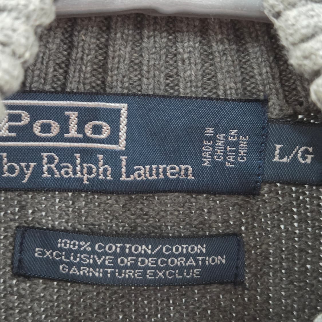 폴로랄프로렌 풀오버 하프집업 코튼 니트 L 상품이미지3