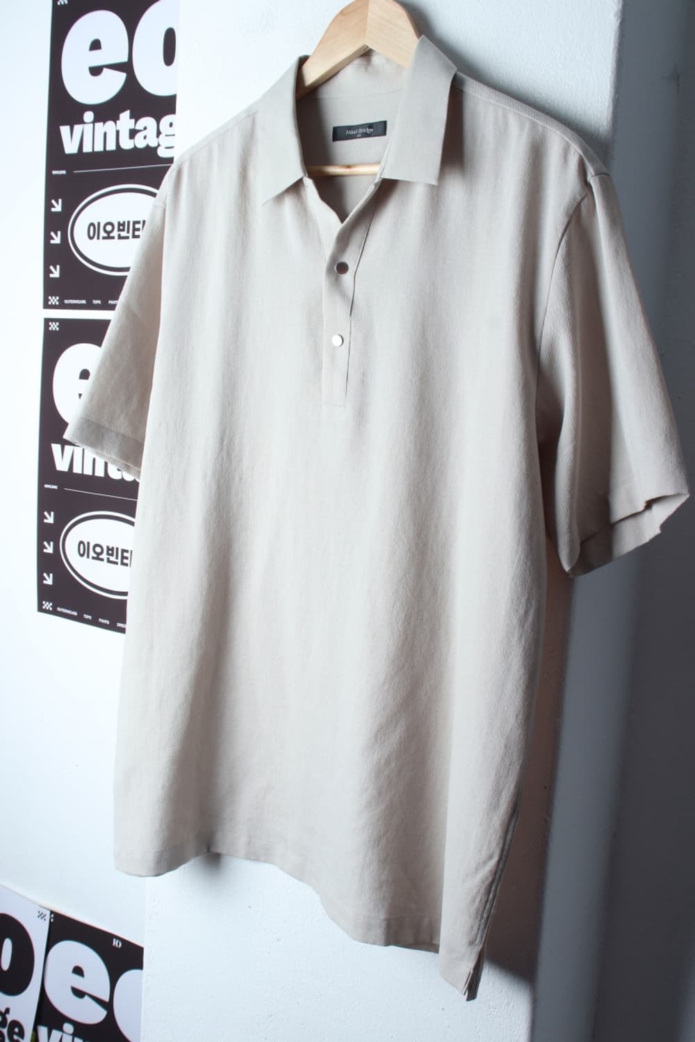 (XL-2XL) 마인드브릿지 반팔 카라 티셔츠 브이넥 베이지-H33032 상품이미지1