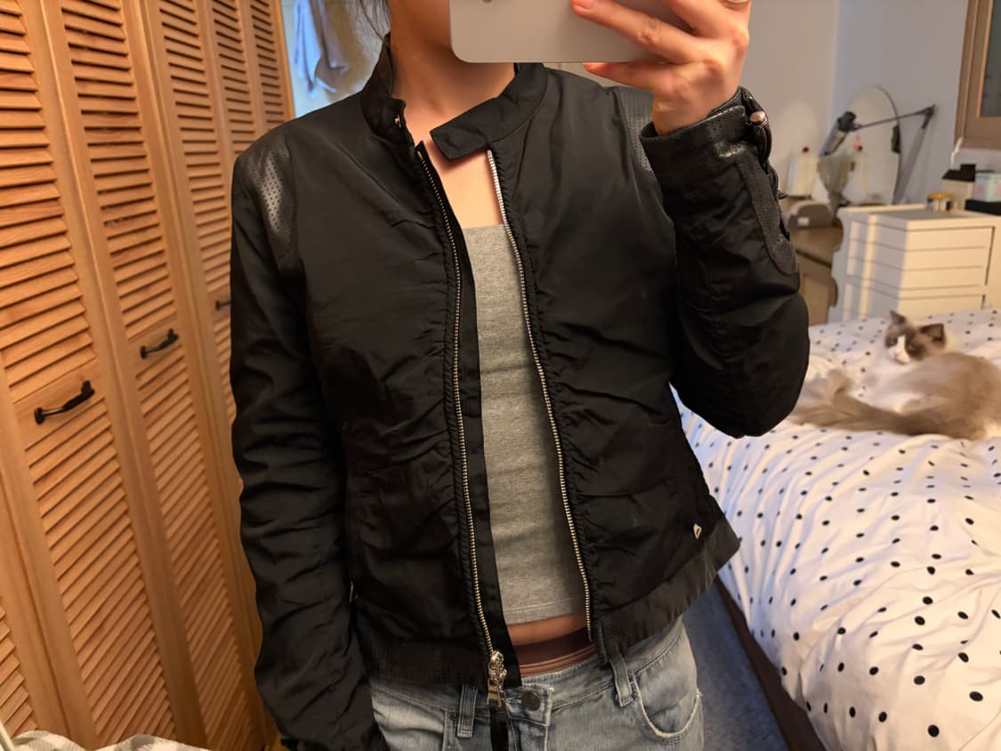 라이더 가죽 셔링자켓 상품이미지1