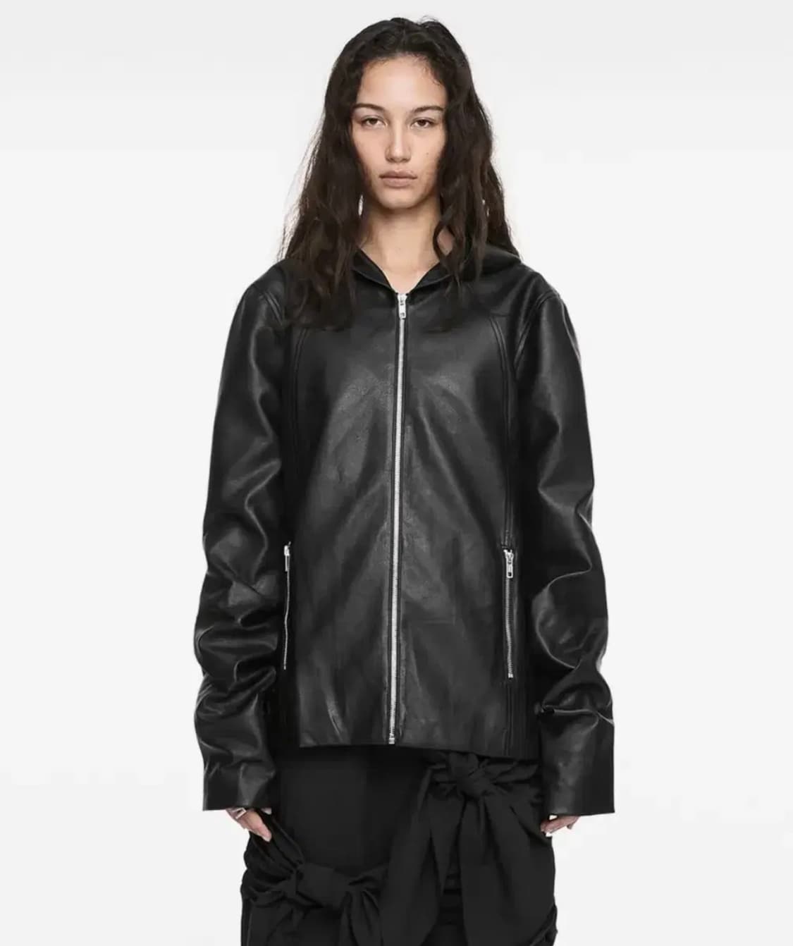 1사이즈구해요) 나체 후드레더자켓 상품이미지1