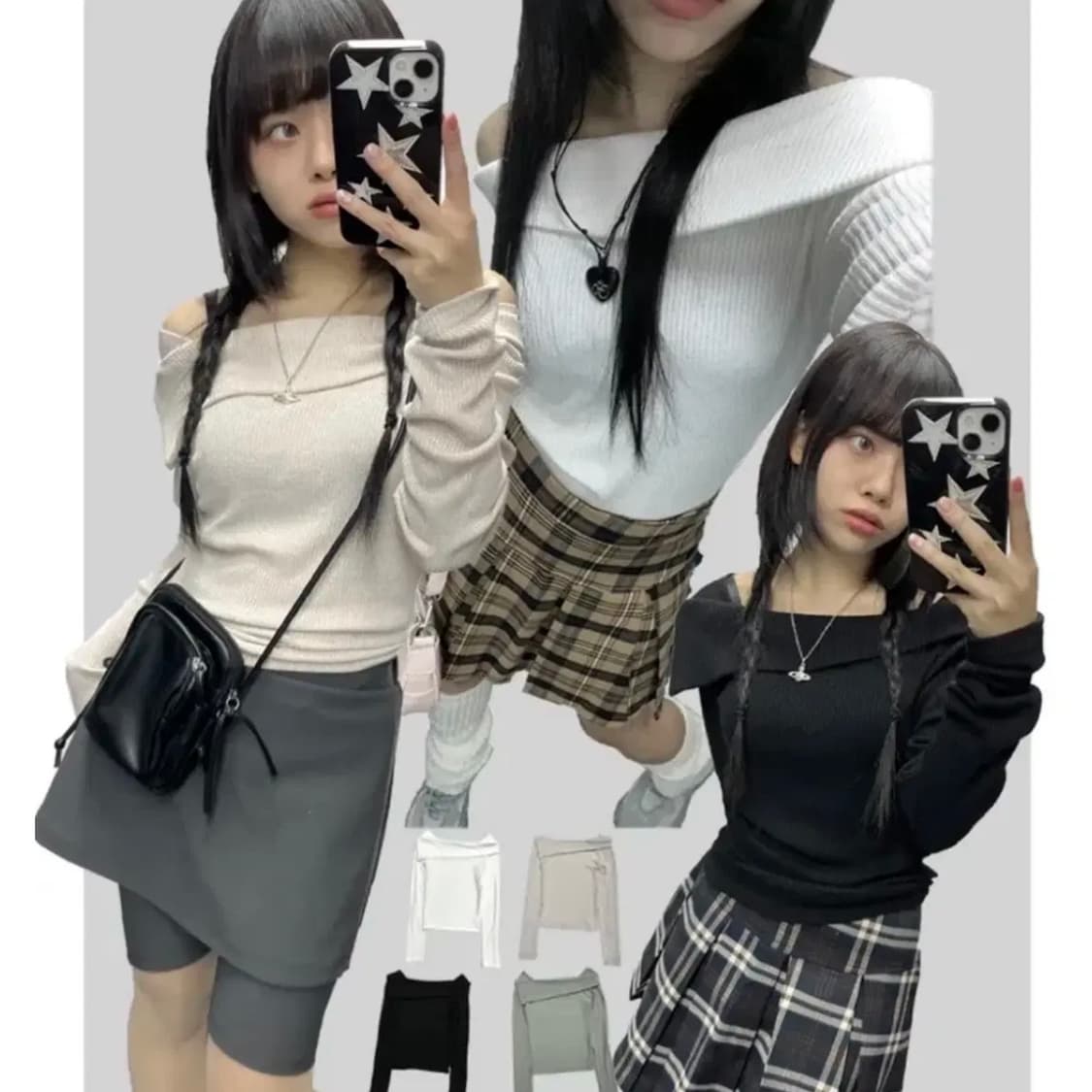 리틀핀즈 슈 오프숄더 니트 에이블리 상품이미지2