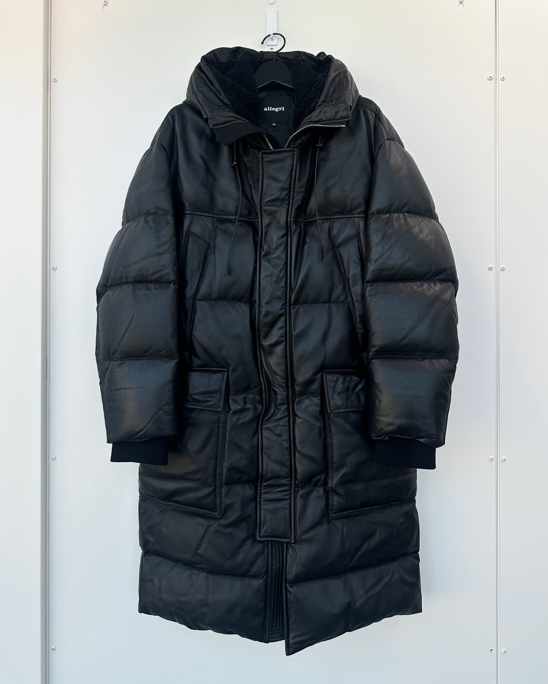 알레그리 천연 양가죽 + 구스다운 롱 패딩 블랙  (50, 민트급) 상품이미지6