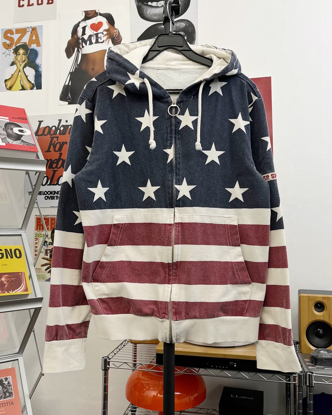 지프 00s USA 성조기 빈티지 워싱 후드집업 상품이미지5