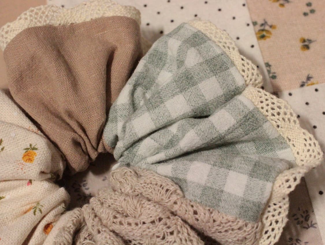 핸드메이드 패치워크 레이스 스크런치 상품이미지4