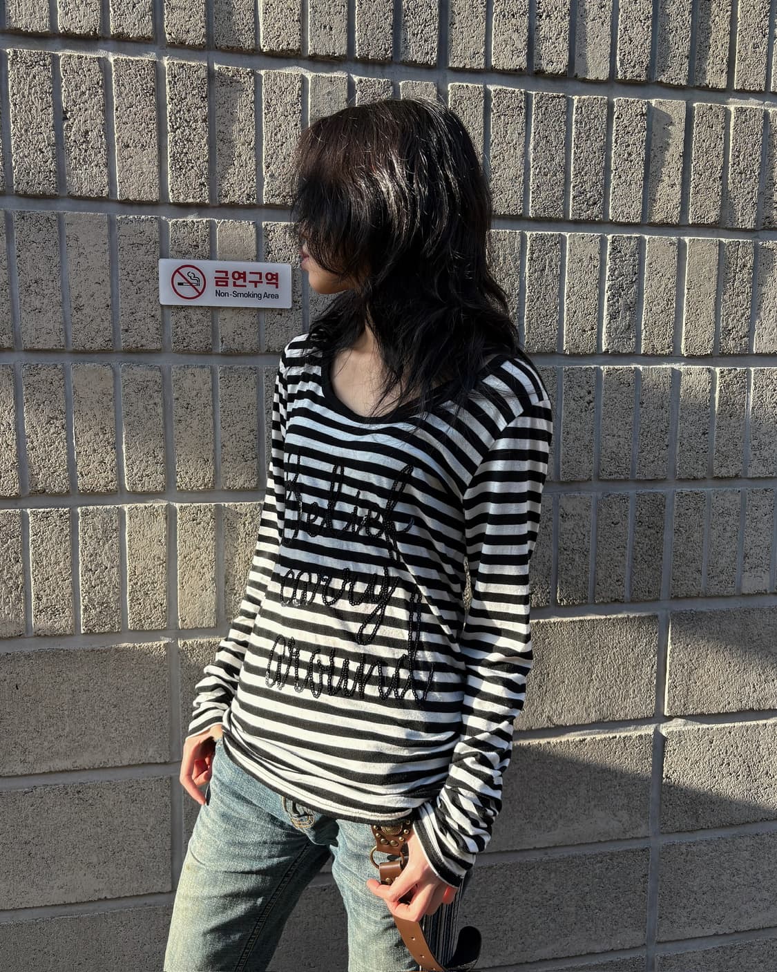 스트라이프 루즈핏 슬림 롱 슬리브 상품이미지3