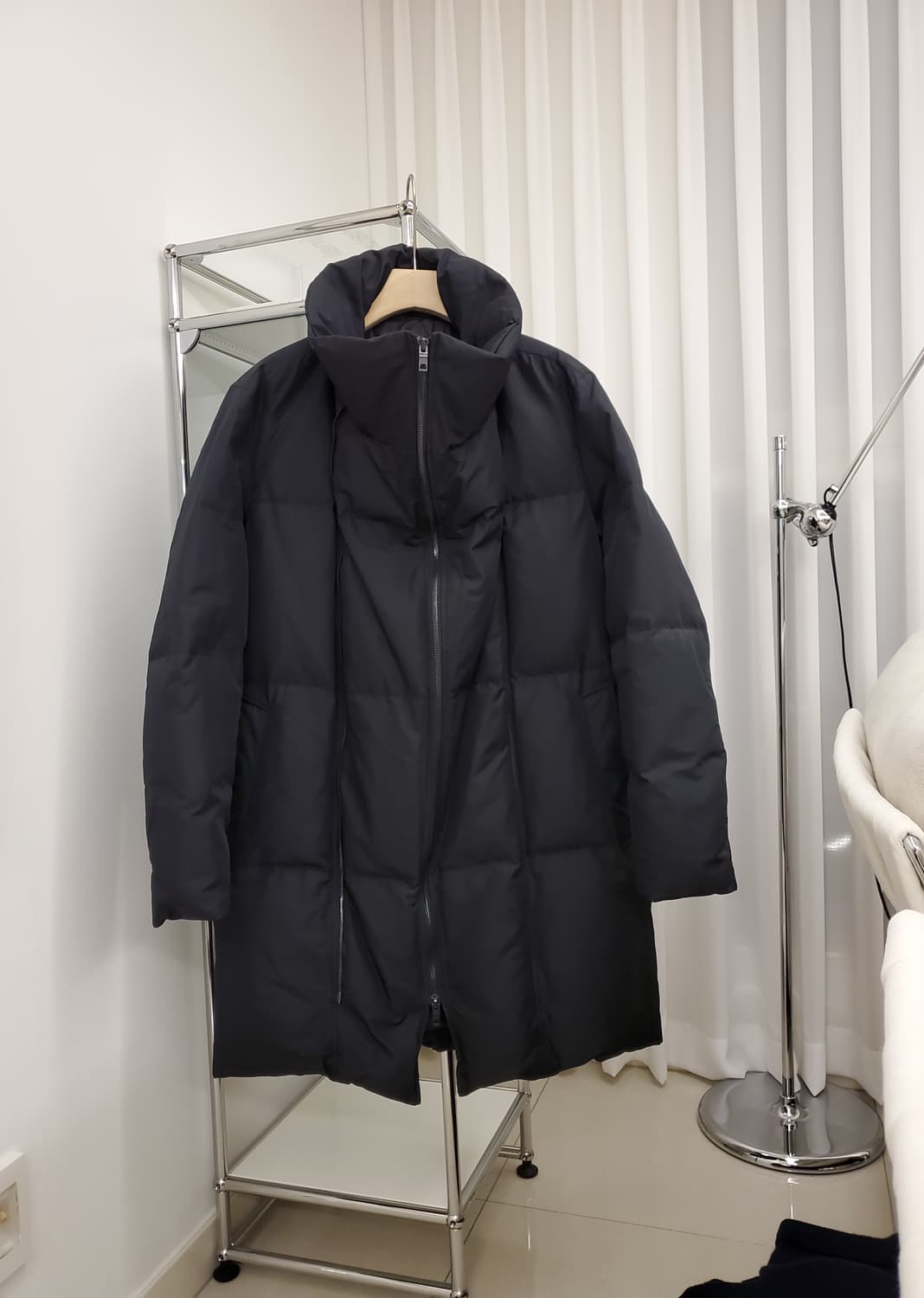 솔리드 옴므 더블 지퍼 하이넥 구스 다운 롱패딩 상품이미지2