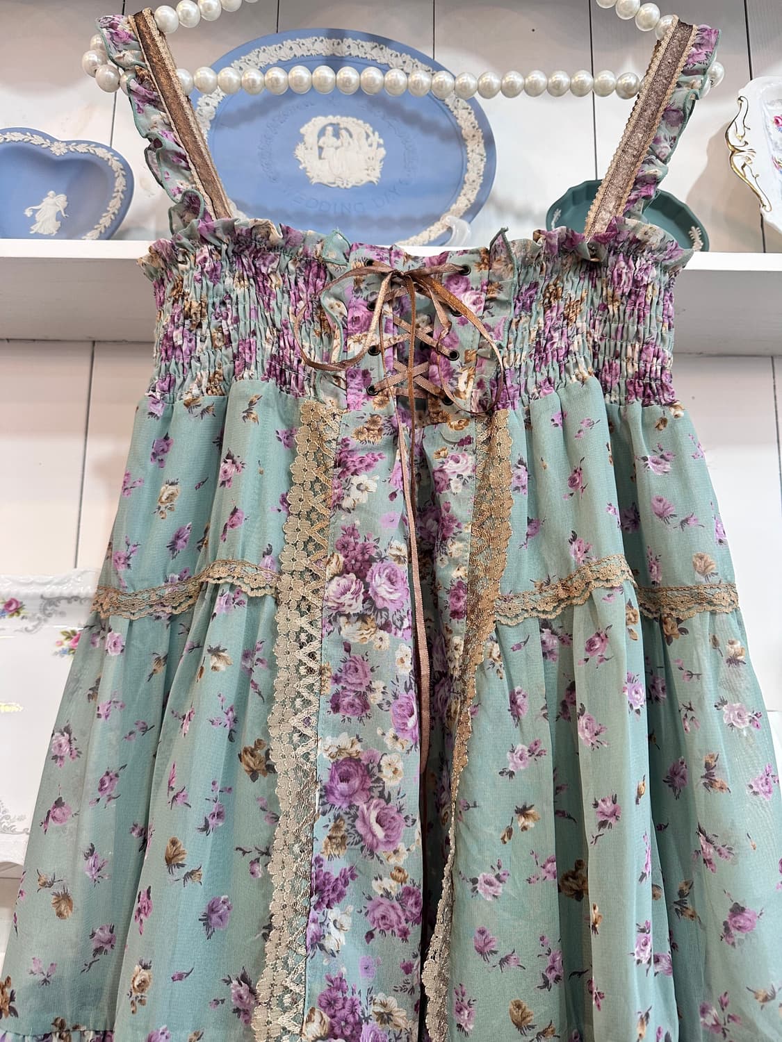 axes femme(액시즈팜) 로즈 플라워 코르셋 쉬폰 원피스 상품이미지3