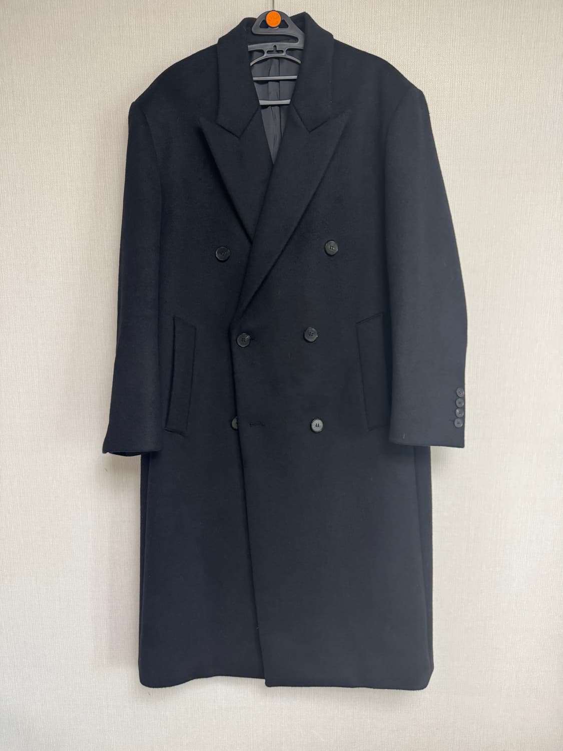 마마가리 오버 더블 브레스티드 코트 블랙 48 상품이미지1