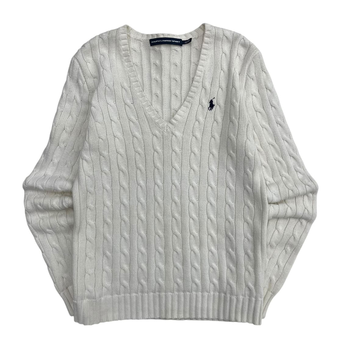 폴로 랄프로렌 네이비포니 화이트 꽈배기 브이 니트 S 상품이미지2