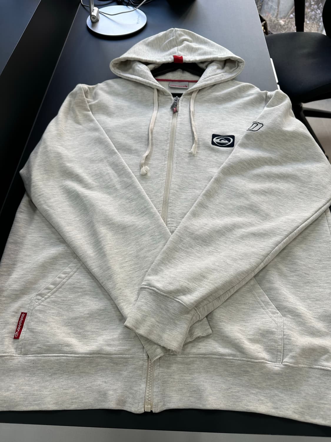 퀵실버 올드스쿨 플러피자수로고 멜란지 후드집업 상품이미지5