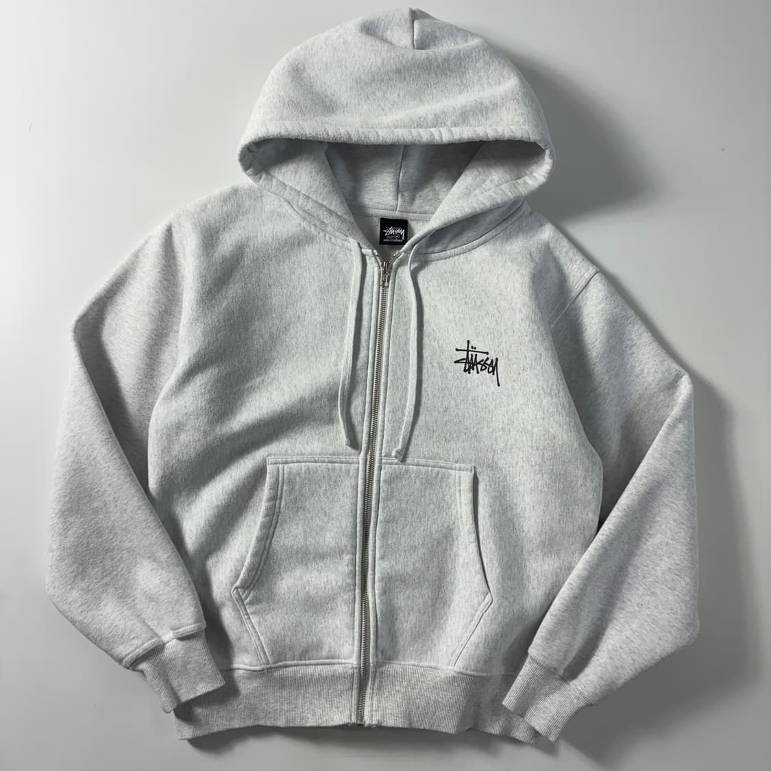 Stussy  스투시 베이직 스탁로고 그레이 후드집업 상품이미지2