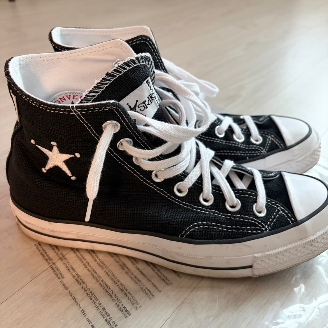 [2회착용] 스투시x컨버스 척70하이 블랙 245 상품이미지4