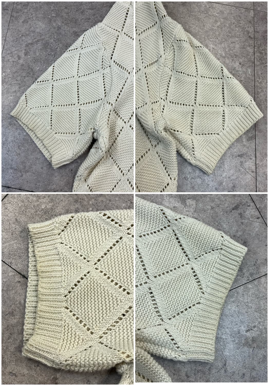 애프터프레이 크로쉐 카라 반팔 니트 아이보리 L #csz4128 상품이미지7