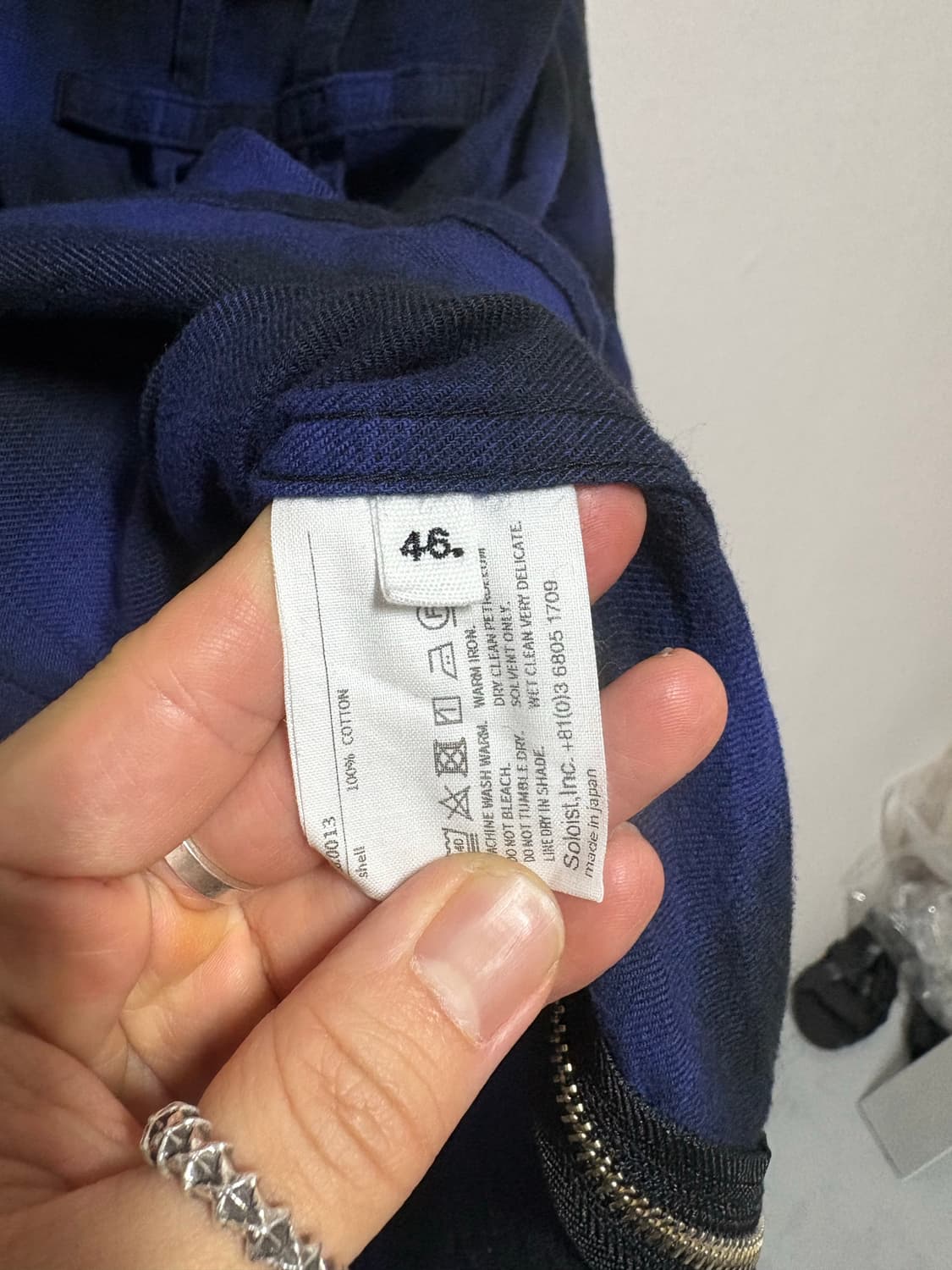 [46] 솔로이스트 오버사이즈 본디지 백지퍼 웨스턴 셔츠 네이비 상품이미지4