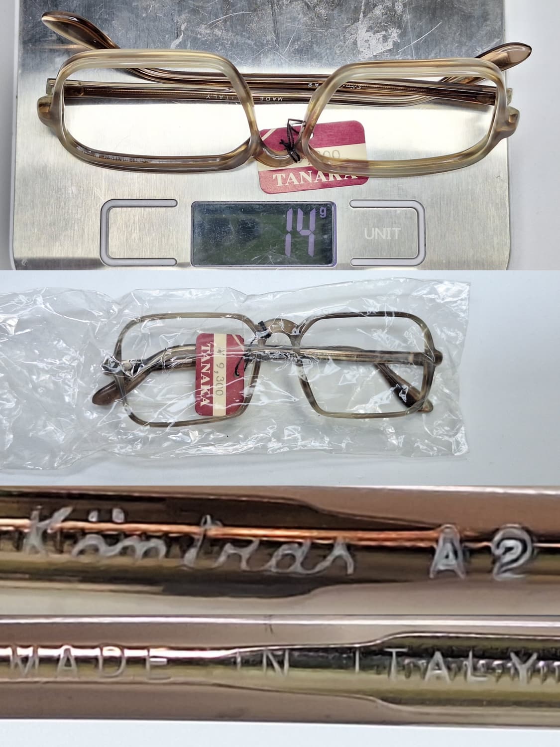 80s 이탈리아제 빈티지 데드스톡 미사용/스퀘어 뿔테 안경테 50mm 상품이미지8