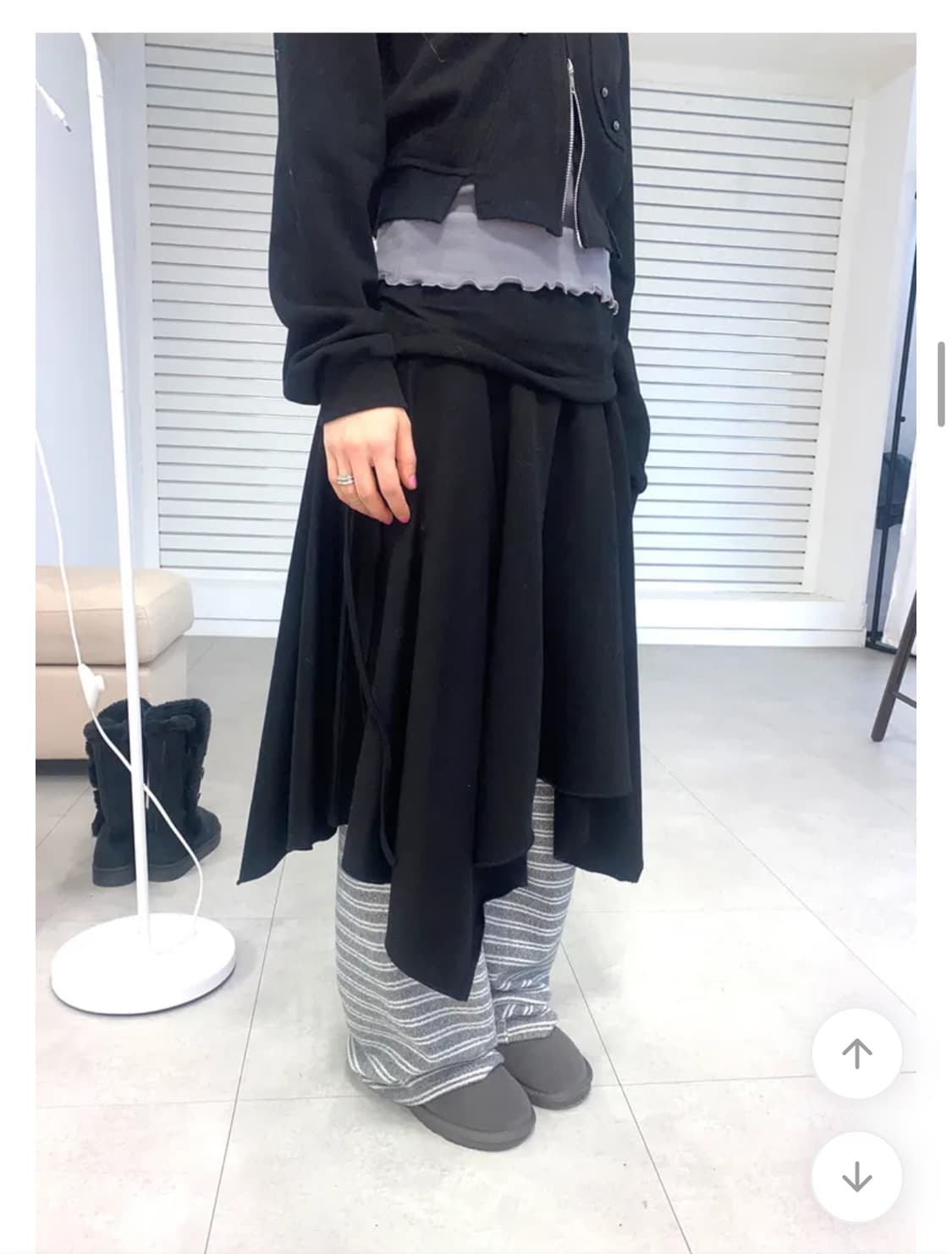 나의나인 floor skirt 레이어드 스커트 블랙 상품이미지1