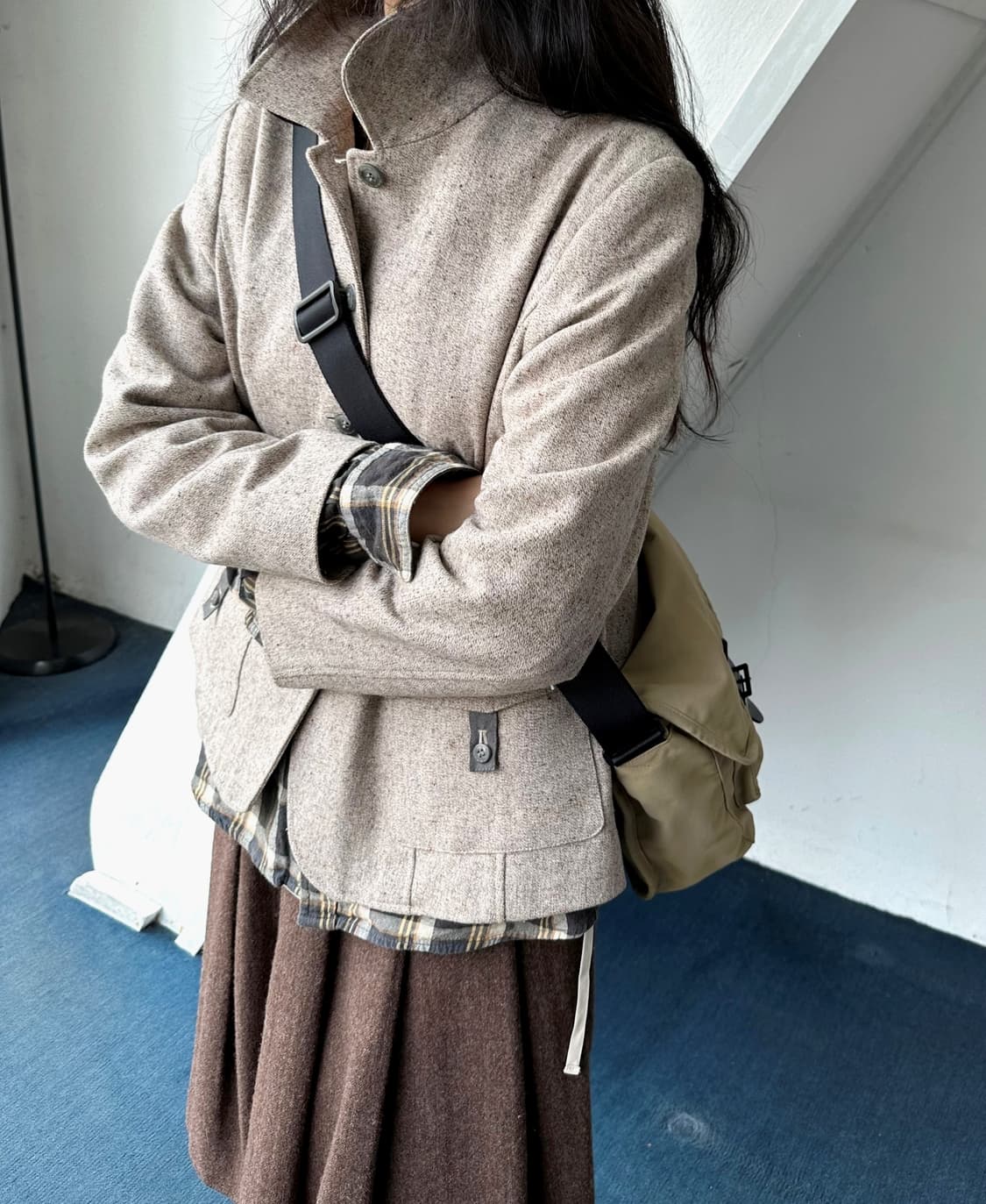 Tweed fabric single collar design jacket 상품이미지9