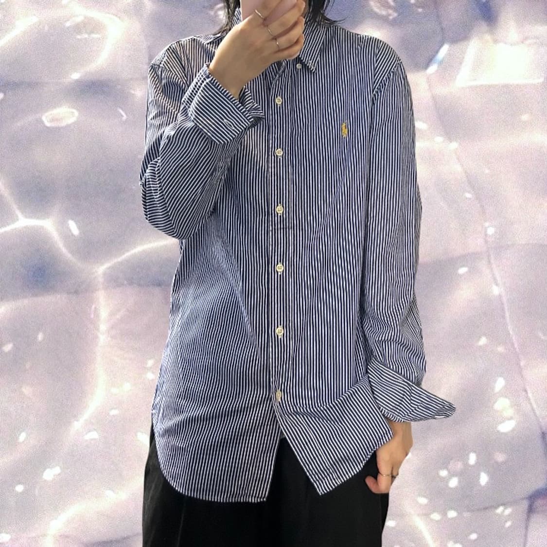 폴로 랄프로렌 스트라이프 셔츠 스카이 블루 M 상품이미지3