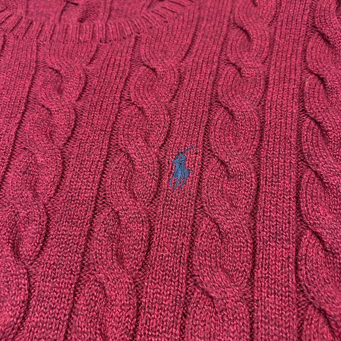 L) 폴로 랄프로렌 케이블 꽈배기 라운드넥 니트 신형 큐알탭 상품이미지4